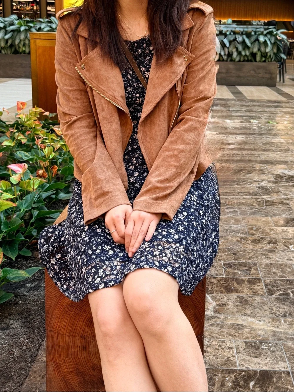 Navy Floral Short-Sleeve Mini Dress - Picture 5 of 6